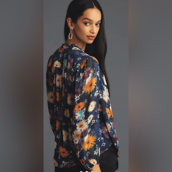 NWOT Anthropologie The Estela Sheer Printed Blouse Size medium - Picture 2 of 13